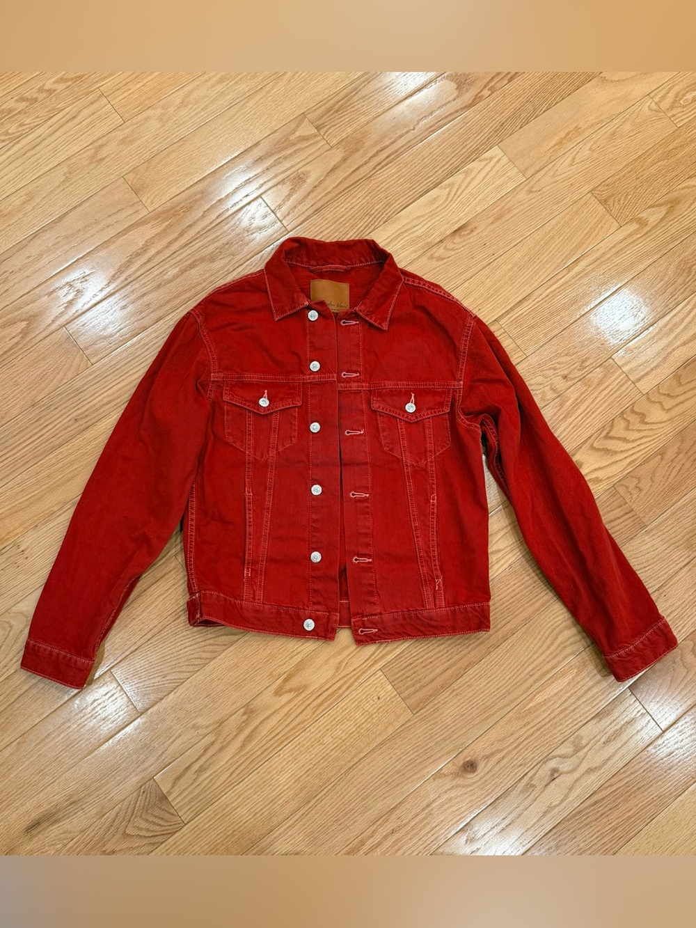 ZARA - Red Denim Oversized Jean Jacket size XS